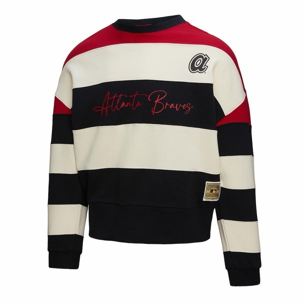 Atlanta Braves Women's Medium Mitchell & Ness Cooperstown ColorBlock Sweatshirt